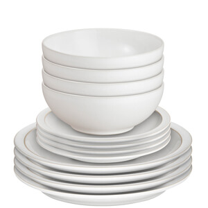 Denby Cotton White 12 Piece Tableware Set